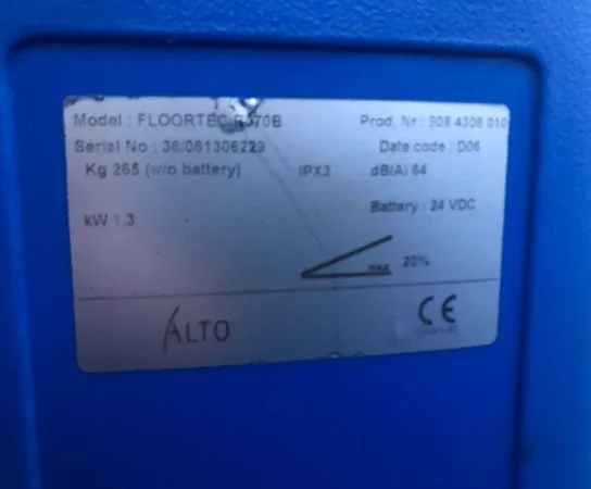 Zamiatarka Alto Sweeper Floortec R 570 Bateryjna tech